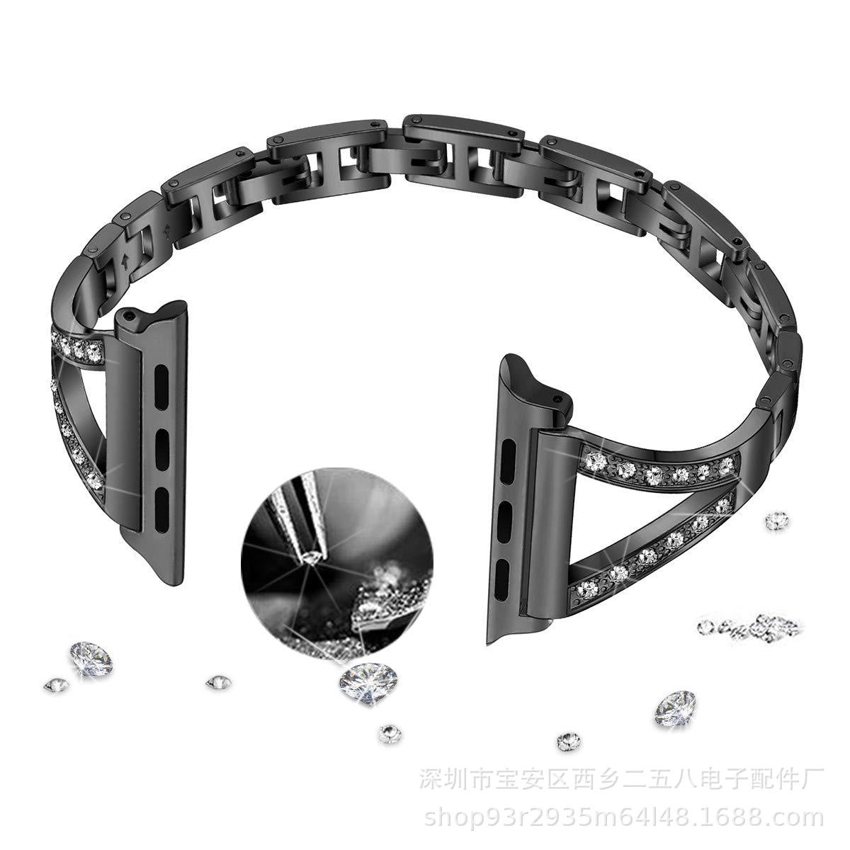 RZ Watch Band Business Stainless Steel Wristbands for Apple IWatch Series SE/1/2/3/4/5/6 For Women-Black