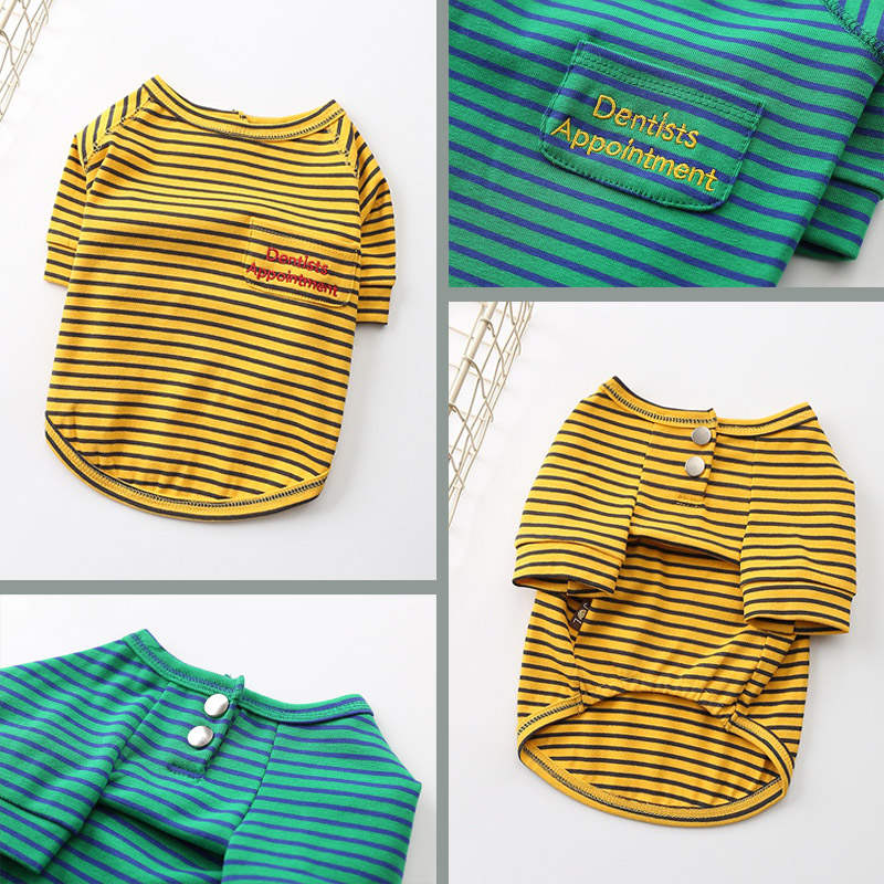 2 Pcs Pet Striped T-Shirt Soft Cool Summer Apparel for Small Dogs