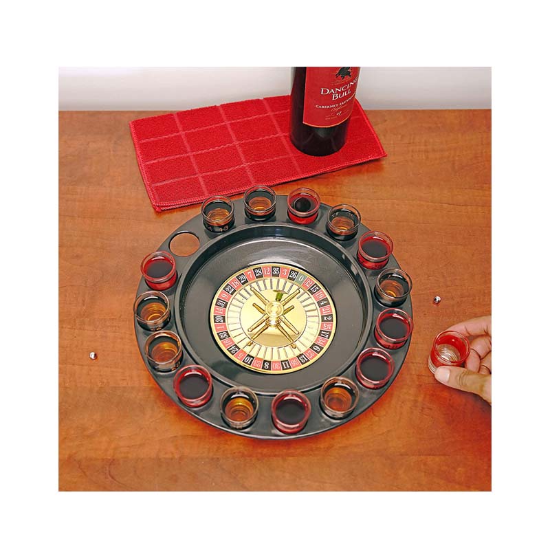 Fairly Odd Novelties Glass Roulette Drinking Game 16 Wine Glasses Red Black