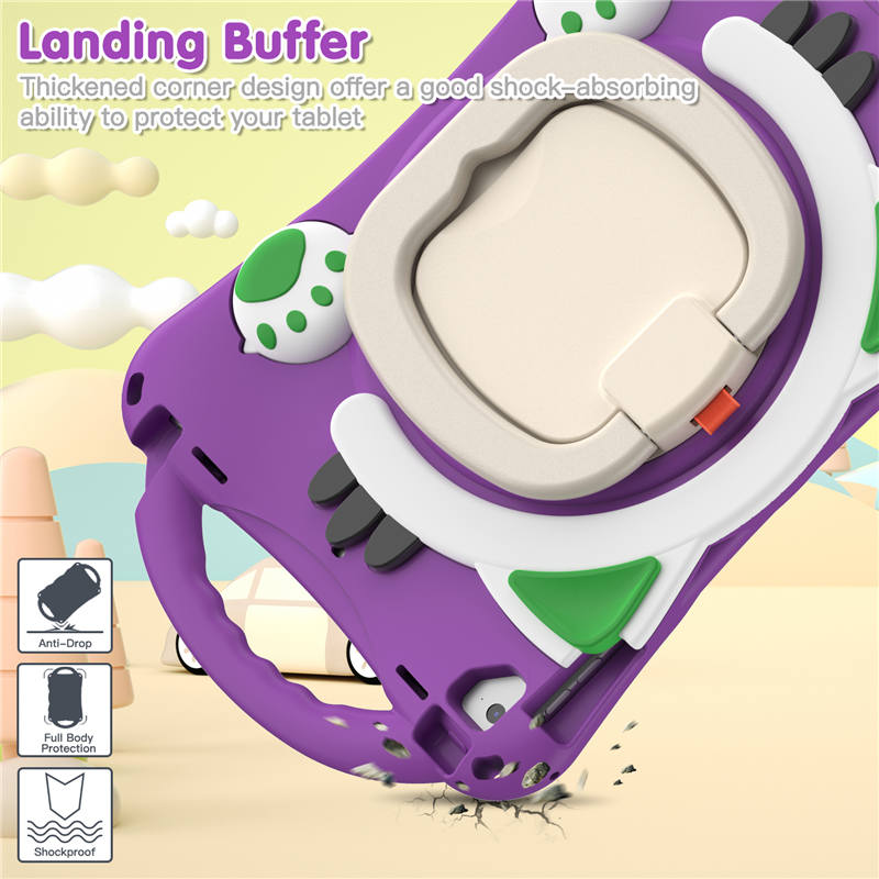 CatB Silicone Case For iPad Pro 9.7 inch Air1/2 Shockproof Shoulder Strap Handle Stand-Purple
