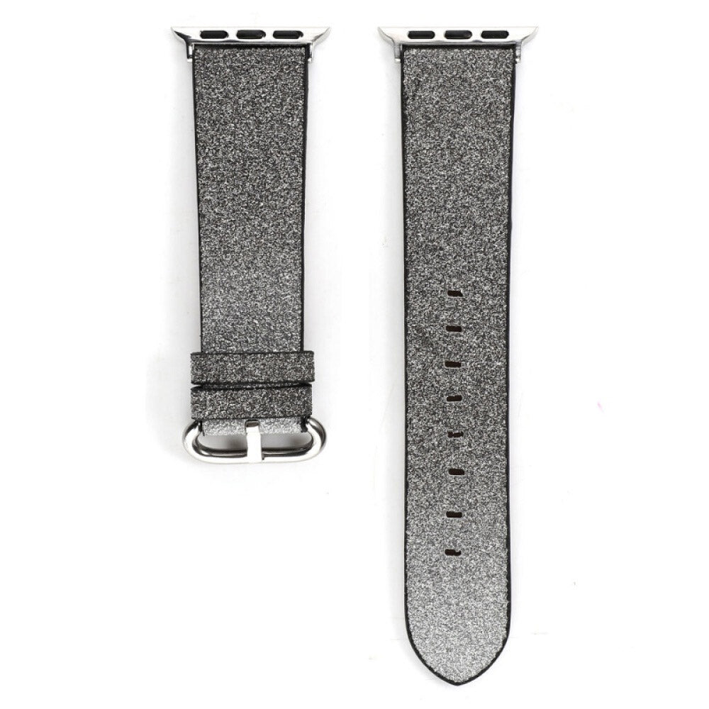 Gradient Glitter PU Leather Watch Band Microfiber Design For Apple Watch SE/6/5/4/3/2/1(Silver)