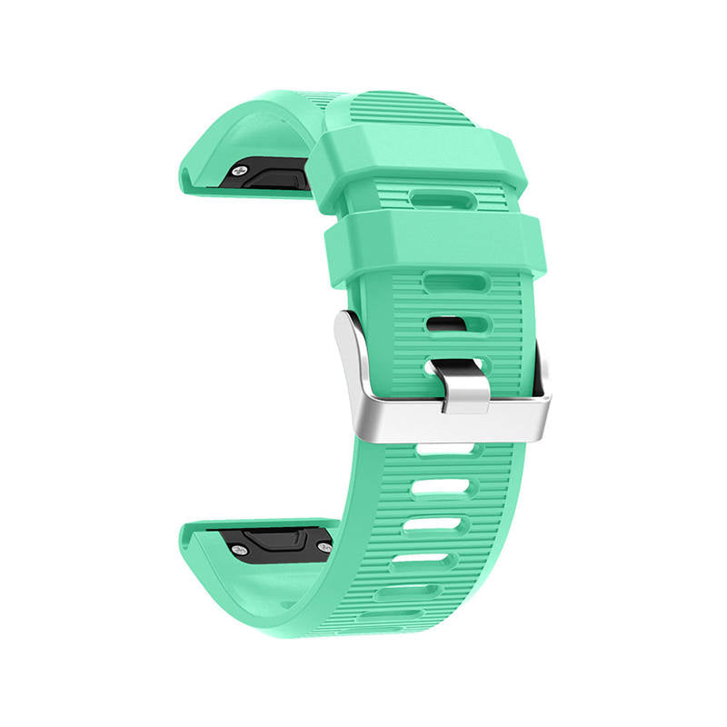 26mm Strap For Garmin Fenix 5X/5X Plus/3/3 HR/6X/6X Pro Watchband Quick Release Easy Fit Silicone Bands Silver Buckle-Teal