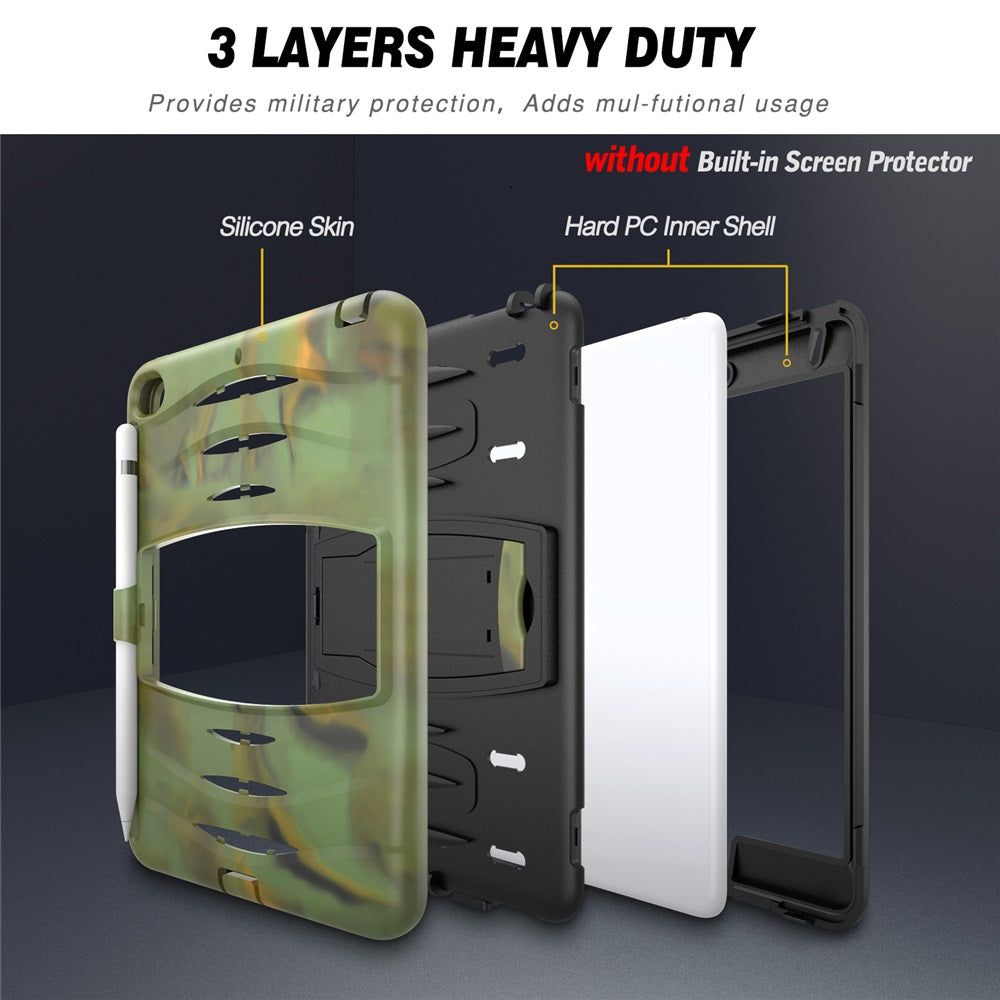 Shock Wave Design Kickstand Case Heavy Duty Rugged Anti-Fall Protection With Pencil Holder For 7.9inch iPad Mini 4/5-Camouflage