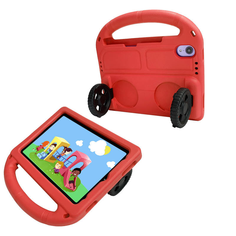 Wheel iPad Case For iPad Mini 6 Shockproof Stand Cover With Handle Stand-Red