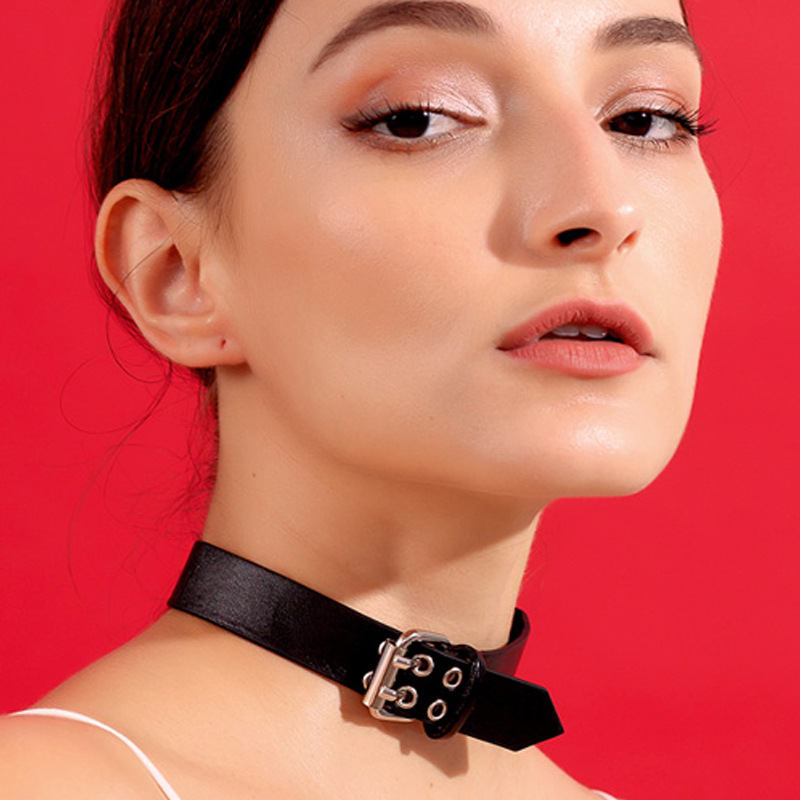 3Pcs PU Leather Gothic Punk Collar Necklace Sets Adjustable Choker