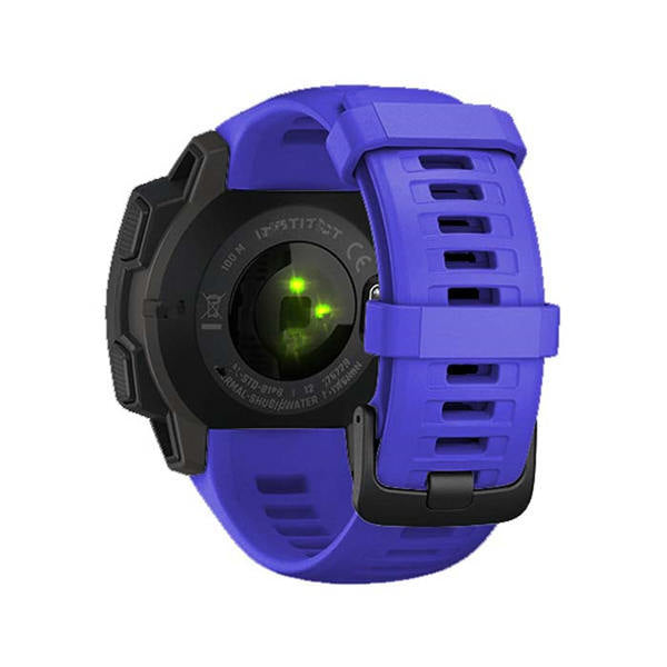 For Garmin Instinct Watchband Soft Silicone Adjustable Replacement Strap 22MM Black Steel Buckle-Sapphire
