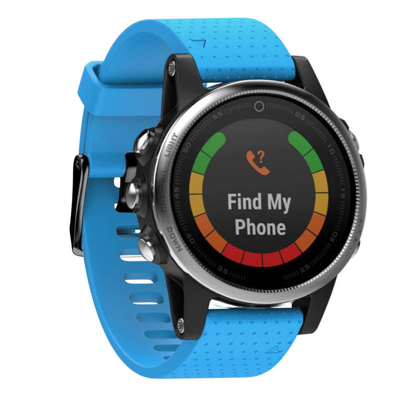 Watch Band For Garmin Fenix Fenix 5S/ 5S Plus/6S/ 6S Pro Soft Silicone 20mm Replacement Strap Black Steel Buckle-Sky Blue