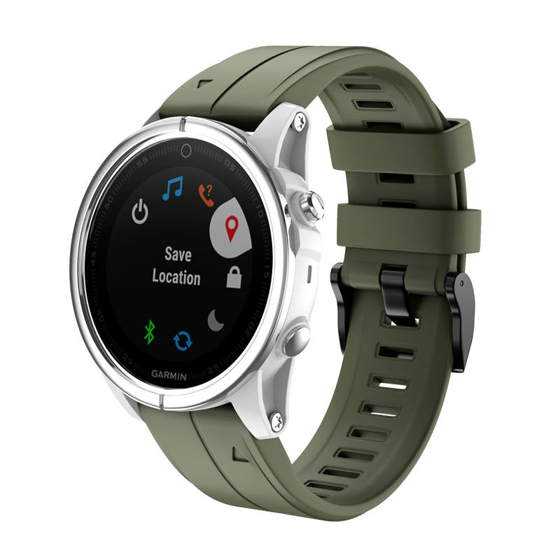 Silicone Replacement Band 20mm Quick Release Easy Fit For Garmin Fenix 5S/5S Plus/6S/6S Pro Smartwatch Black Steel Buckle-Army Green