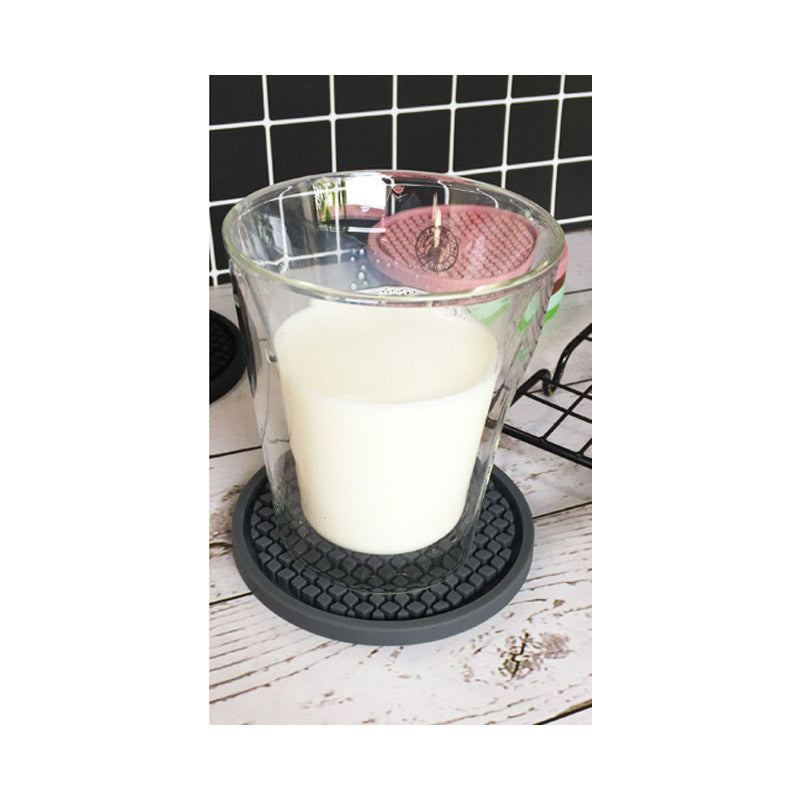 Silicone Drink Coasters Set of 6 in Holder for Drinks Insulation Absorbent Coaster Protect Cup-Gray
