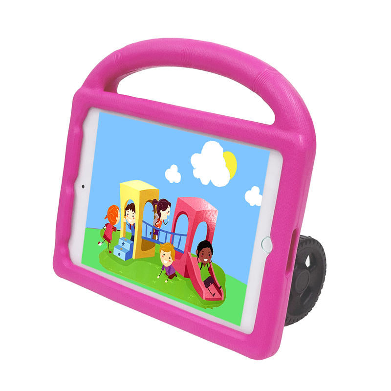 Wheel iPad Case For iPad Mini 1/2/3/4/5 Shockproof Stand Cover With Handle Stand-Rose