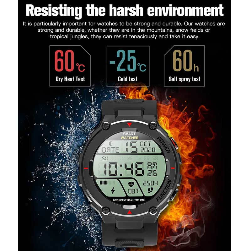 F26 Military Smart Watch with Bluetooth Calling Music Player Heart Rate Sleep Monitor-Green