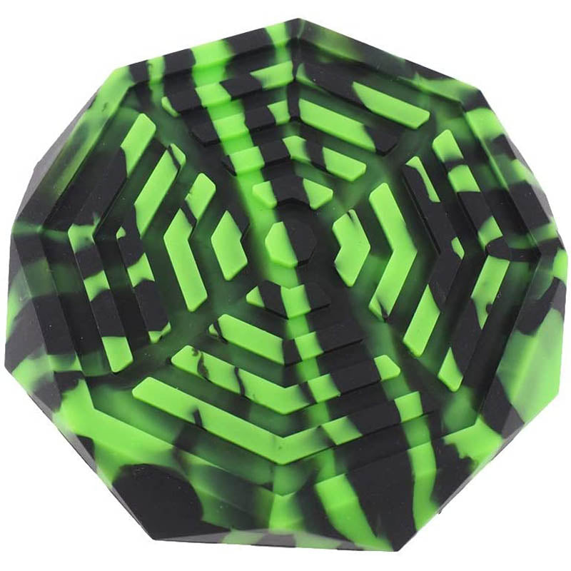 Geometric Silicone Ashtray Eco-Friendly Portable Unbreakable Tabletop Tray for Cigarettes Cigar -Black+Green