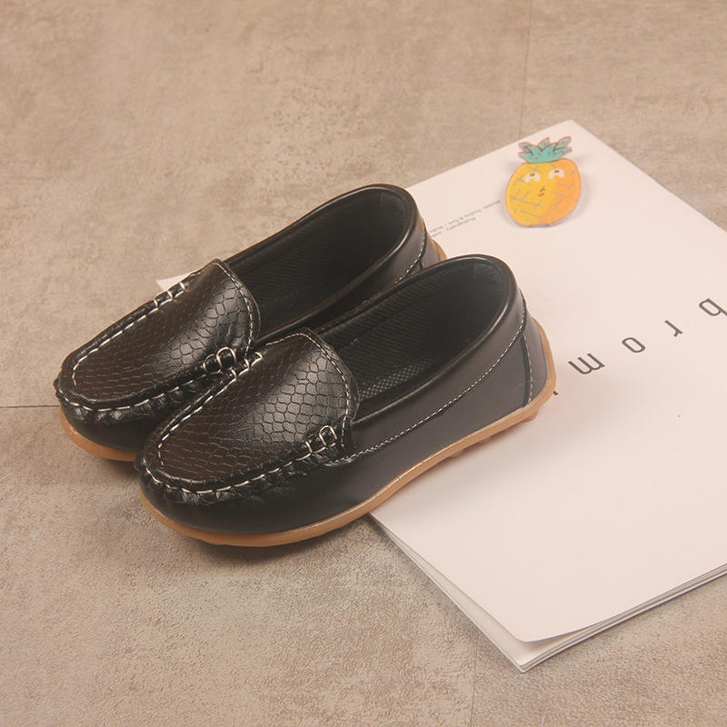 Casual Toddler Flat Shoes Boys Girls Soft Slippery Loafers-Black