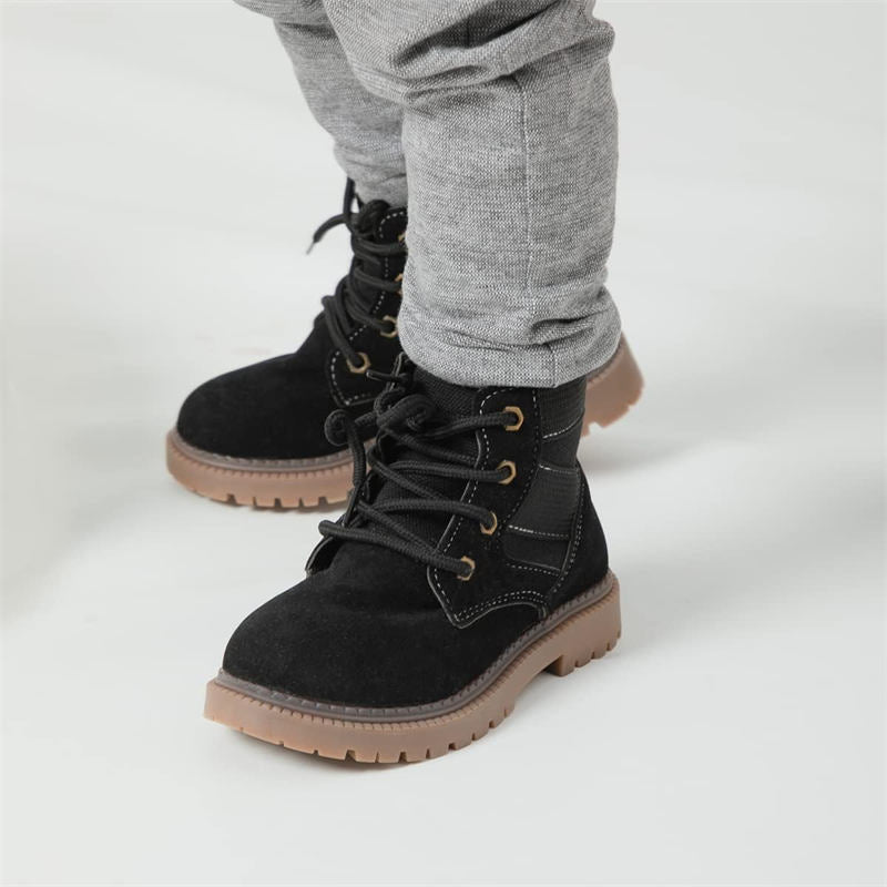 Toddler-Unisex Boots Lace up Winter Snow High Top Shoes Outdoor-Black
