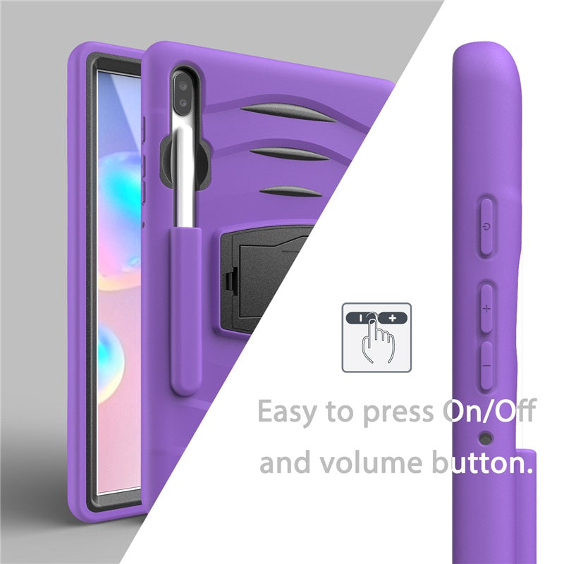 Shock Wave Kickstand Case Anti-Fall Protection With Pencil Holder For Samsung Tab S6 10.5inch T860/T865/T867(2019)-Purple