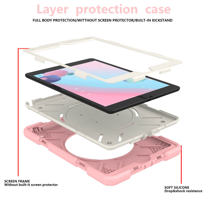 iPad Case For iPad 10.2 with 360¡ãSwivel Stand-Cherry Blossom Powder