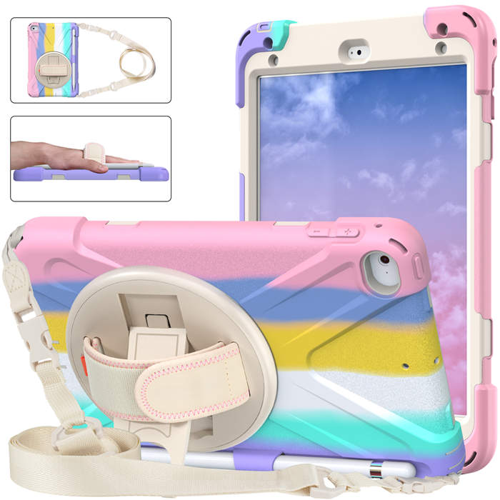 iPad Case With Pencil Stand+Rotating Stand+Shoulder Strap For iPad Mini 4/5-Pink