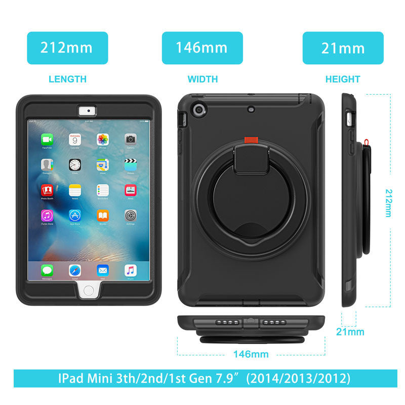 CowKing iPad Case For iPad Mini 1 2 3 With Handle Grip-Black