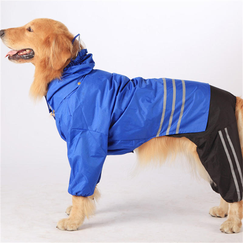 Dog Raincoat Lightweight Adjustable Windbreaker Hooded Jacket for Pets-Blue