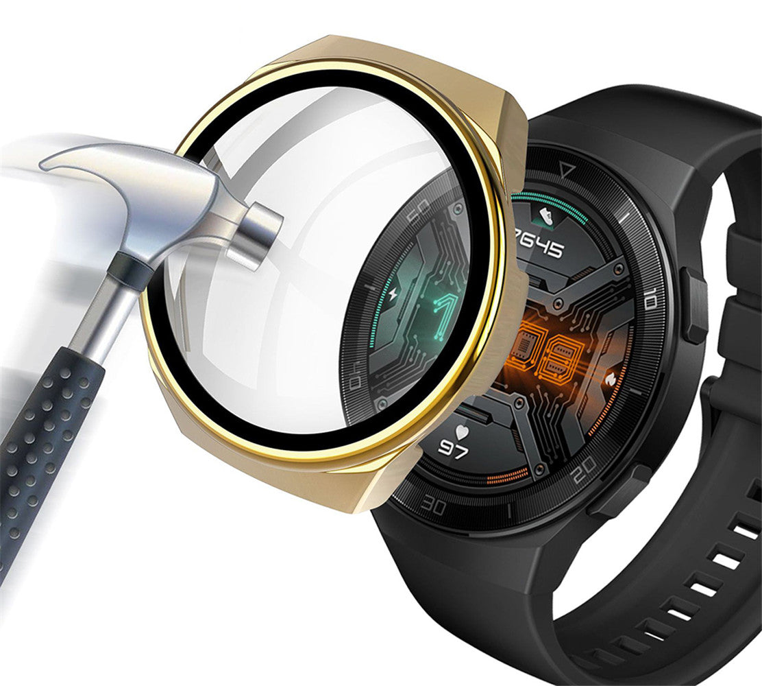 PC + Glass Full Cover WatchCase For Huawei Watch GT2E-Gold