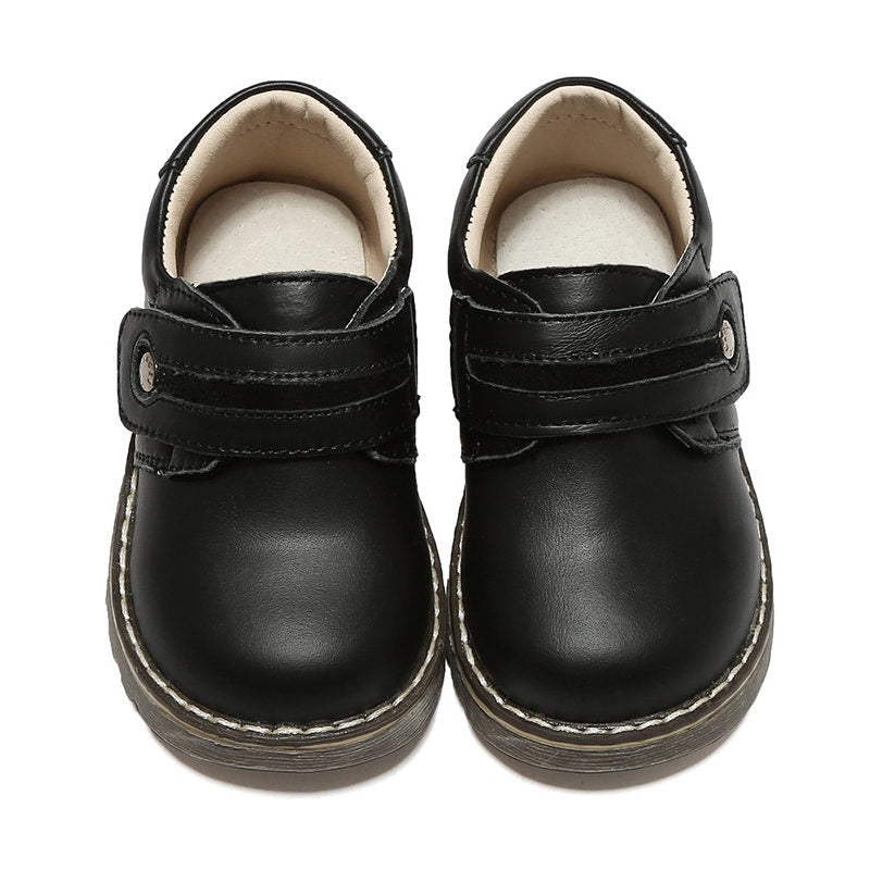 Toddler Boys Leather Loafers British Style Comfort Oxford Dress Shoes-Black