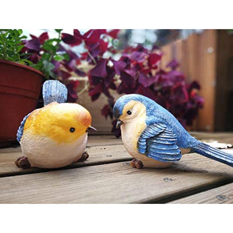 Funny Garden Bird Statue Indoor Outdoor Statues Yard Art Figurines for Patio Lawn House -Blue Orange