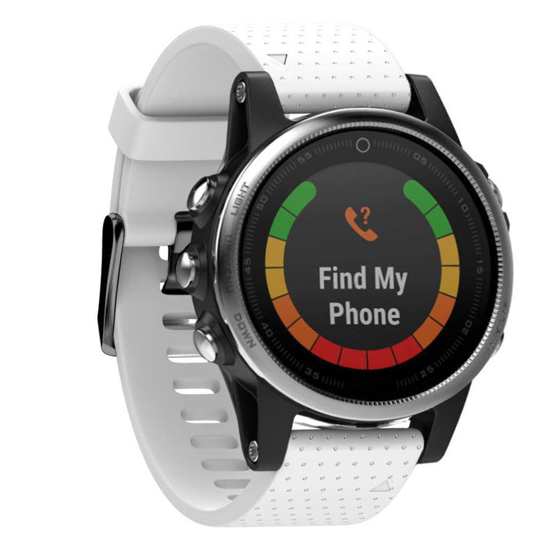 Watch Band For Garmin Fenix Fenix 5S/ 5S Plus/6S/ 6S Pro Soft Silicone 20mm Replacement Strap Black Steel Buckle-White