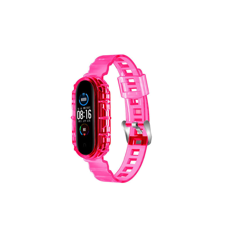 Glacier Bands with Bumper Case Jelly Transparent for Mi 8-Pink