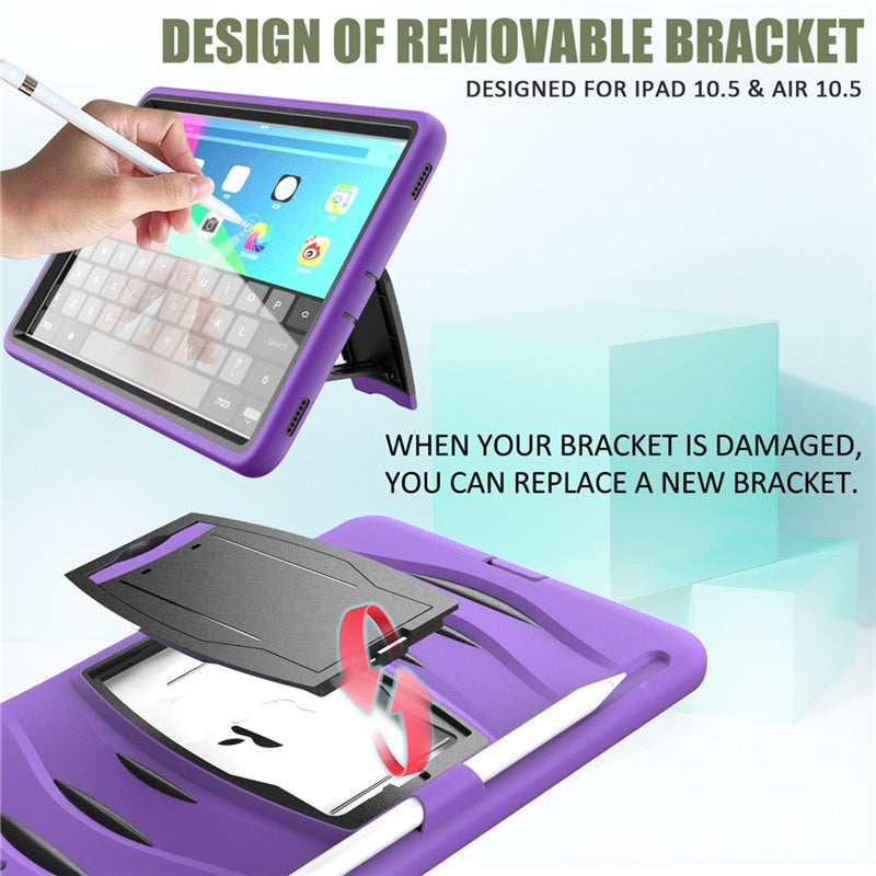 Shock Wave Kickstand Case Anti-Fall Protection With Pencil Holder For 10.5inch iPad Air3/iPad Pro10.5-Purple