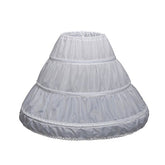 Girls 3 Hoops Petticoat Full Slip Flower Girl Crinoline Skirt Ball Gowns-White