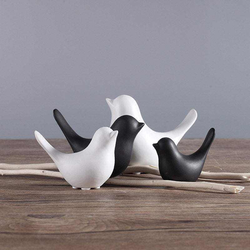 Ceramic Animal Figurines Home Decoration Furniture Desktop Display-White Bird