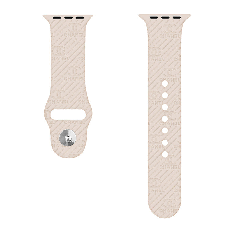 Engraved Watch Band Soft Silicone Luxury Pattern for Apple Watch-Starlight