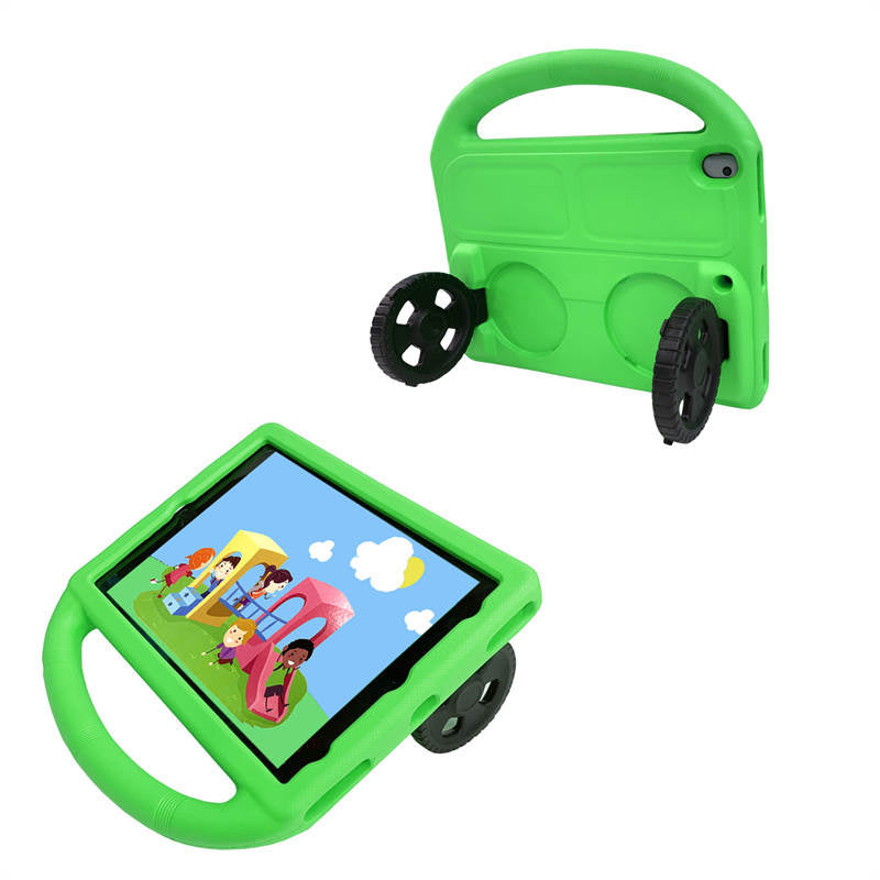 Wheel iPad Case For iPad 7/8/9 Air 3 Pro 10.5 inch Shockproof Stand Cover With Handle Stand-Green