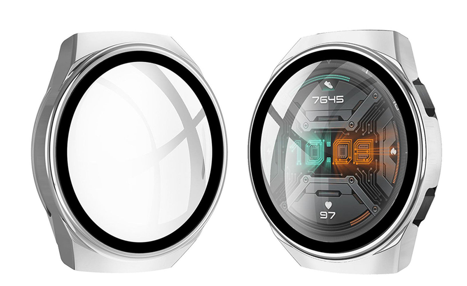 PC + Glass Full Cover WatchCase For Huawei Watch GT2E-Silver
