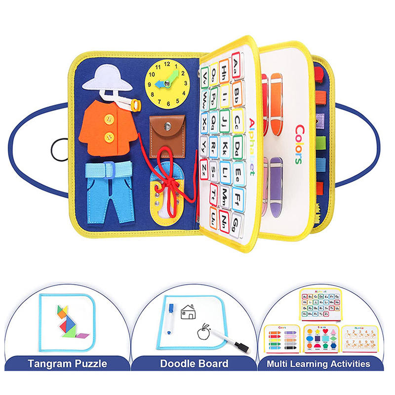 Busy Board Educational Sensory Toys Toddler for 3-6 Year Old Boys Girls-Pink