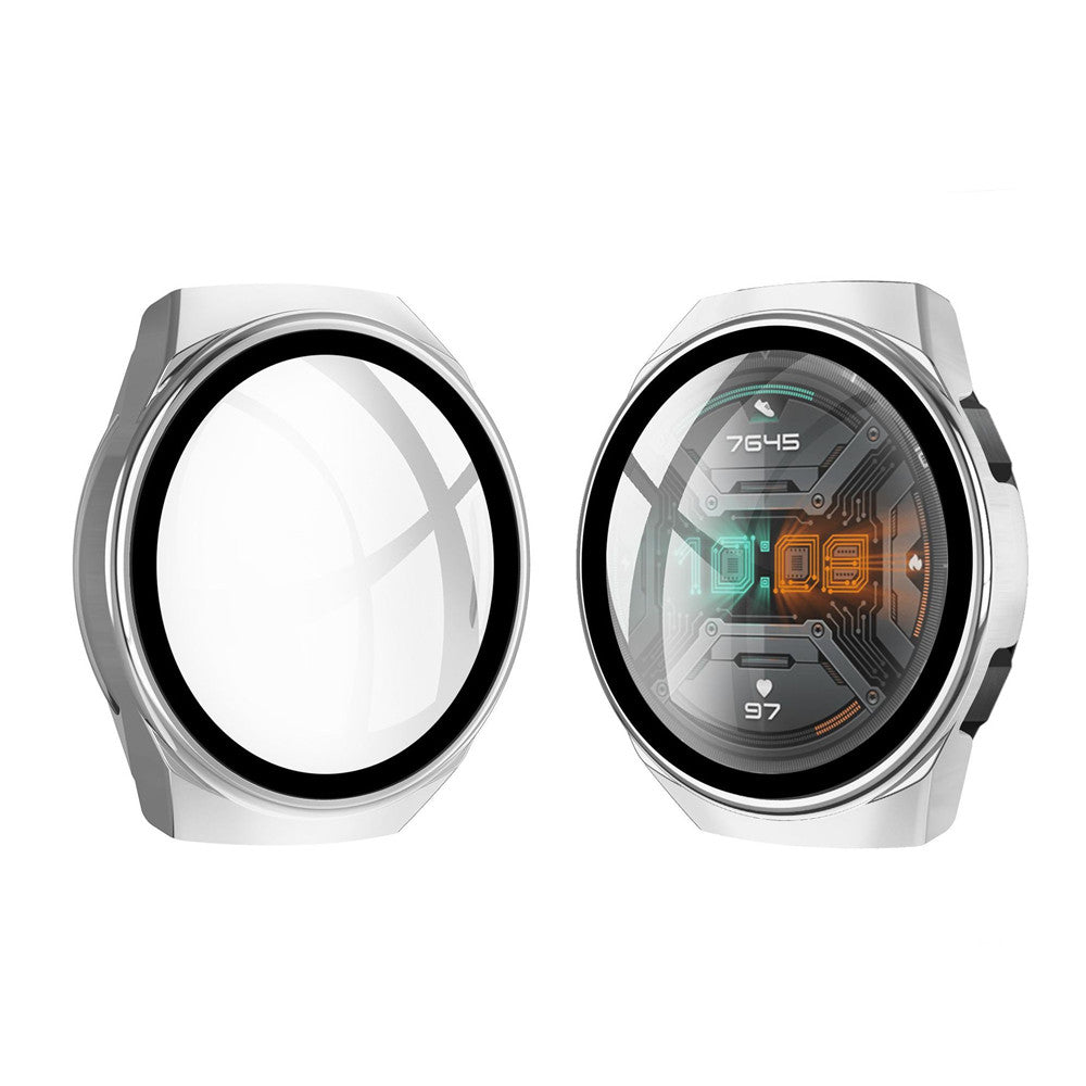 PC + Glass Full Cover WatchCase For Huawei Watch GT2E-Silver
