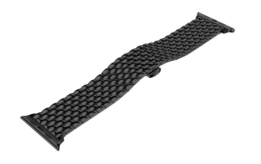 Dragon Leather Metal Watch Band For Apple Watch SE/6/5/4/3/2/1(Black)