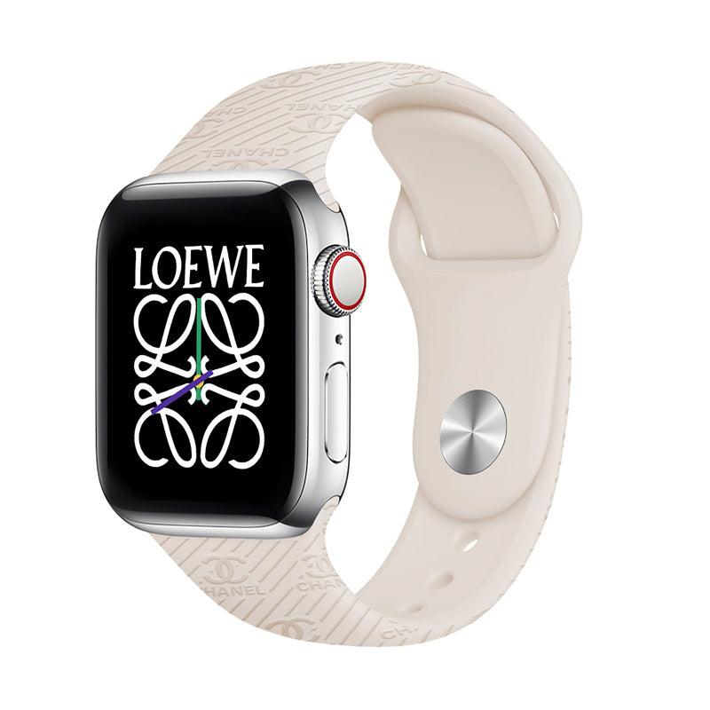 Engraved Watch Band Soft Silicone Luxury Pattern for Apple Watch-Starlight