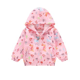 Girls Rain Jackets Lightweight Hooded Cotton Raincoats Windbreakers for Kids-PinkDeer