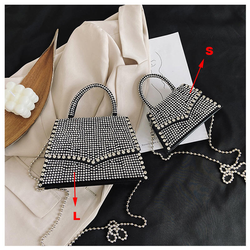 Glitter Rhinestone Crossbody Evening Bag Bling Clutch Purse for Women-Silver