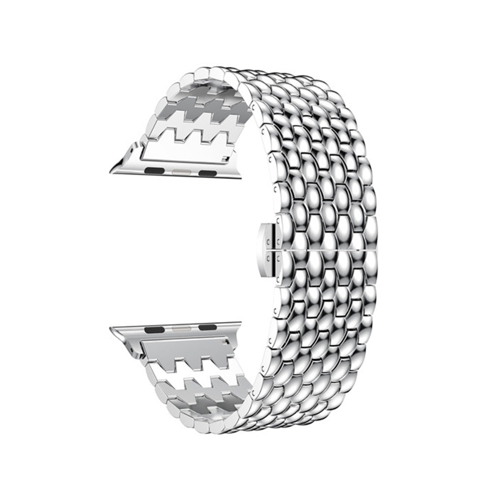 Dragon Leather Metal Watch Band For Apple Watch SE/6/5/4/3/2/1(Silver)