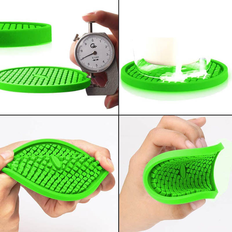 Silicone Drink Coasters Set of 6 in Holder for Drinks Insulation Absorbent Coaster Protect Cup-Moss Green
