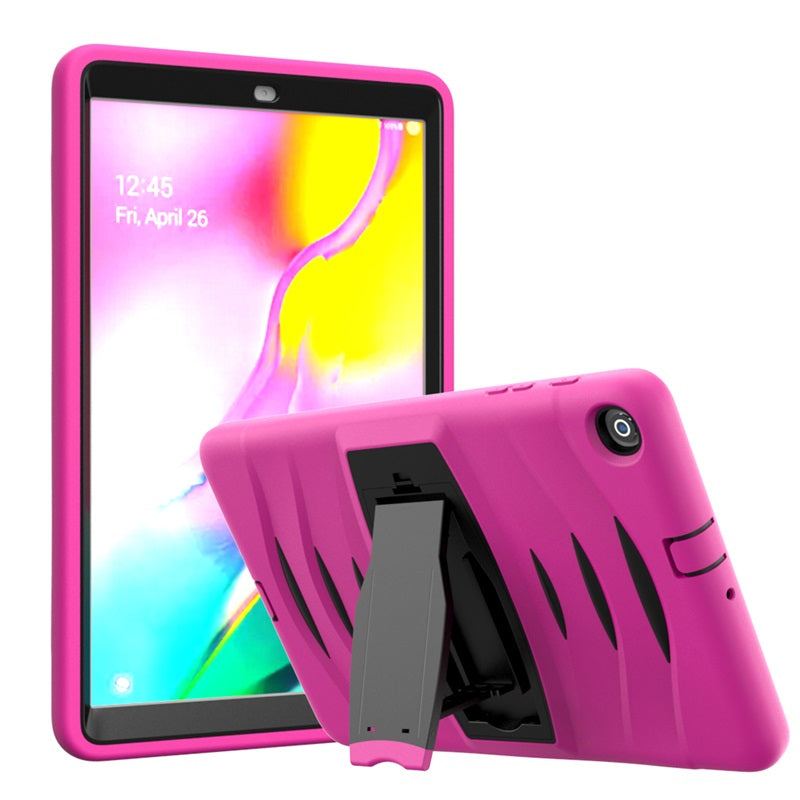 Shock Wave Kickstand Case Heavy Duty Rugged Anti-Fall Protection For Samsung Tab A 10.1 T510/T515(2019)-Rose Red