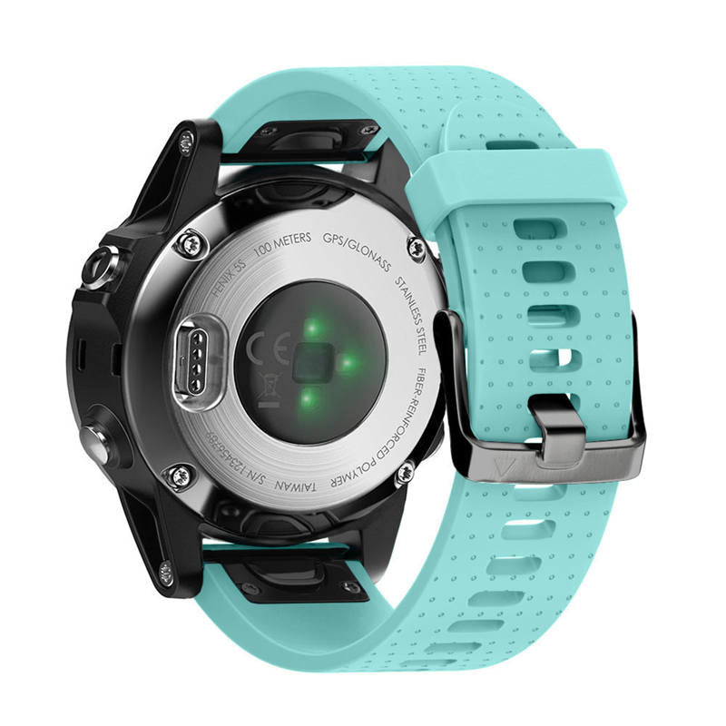 Watch Band For Garmin Fenix Fenix 5S/ 5S Plus/6S/ 6S Pro Soft Silicone 20mm Replacement Strap Black Steel Buckle-Teal