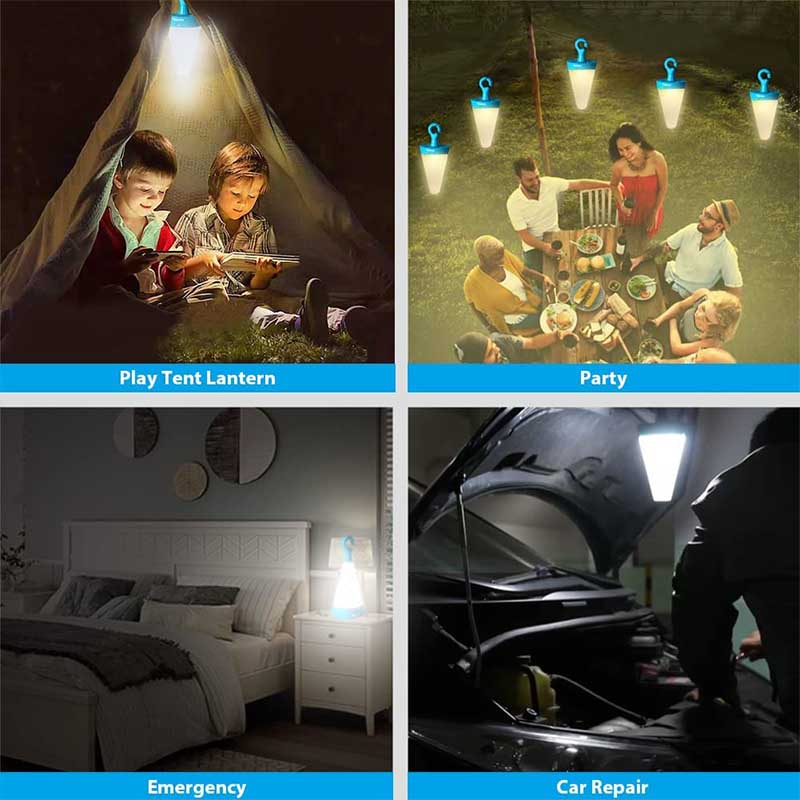 Detachable Hook Lanterns Solar Powered Camping Lights for Fishing Emergency
