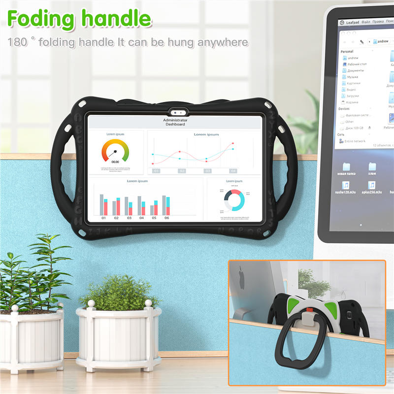 CatB Samsung Tablt Case for Tab A7 10.4 T500/T505/T507/T505N Shockproof Shoulder Strap Handle Stand-Black Green