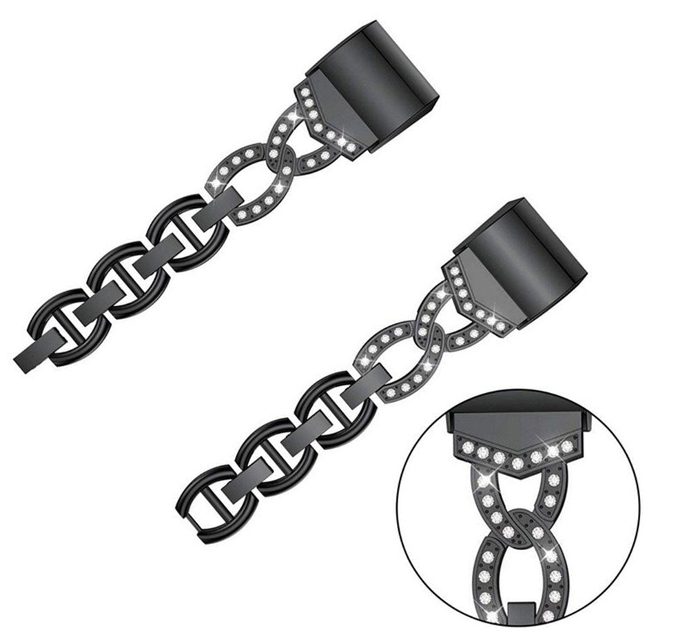 VO Bling Stainless Steel Watch Band Adjustable Wristbands for Apple IWatch Series SE/1/2/3/4/5/6 For Women-Black