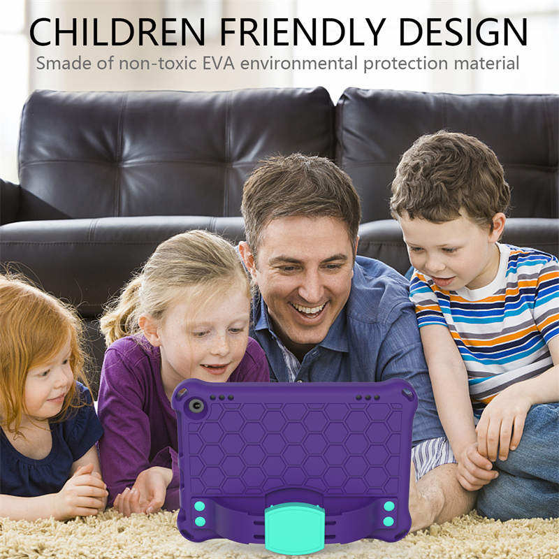 Hive Kindle Fire HD8/HD8 Plus (2020) Tablet Case Durable Stand Cover With Shoulder Strap-PurpleAqua