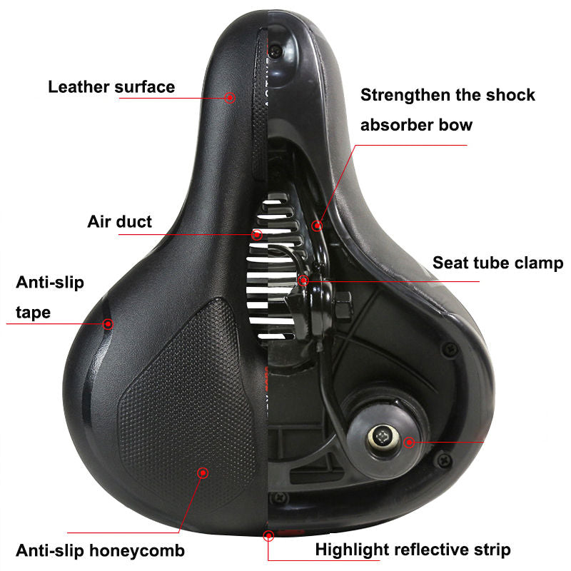 Comfortable Bike Seat Cushion with Dual Shock Absorbing Ball Reflective Strip-BlackBlue