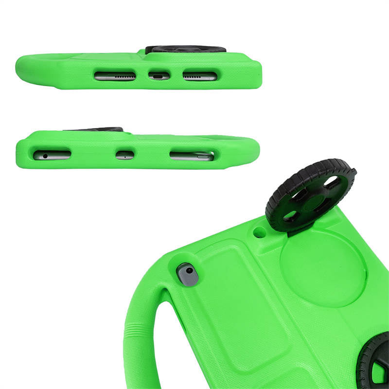 Wheel iPad Case For iPad 7/8/9 Air 3 Pro 10.5 inch Shockproof Stand Cover With Handle Stand-Green